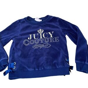 Juicy Couture velour toddler girl blue gold bling side tie sweatshirt SZ 4T